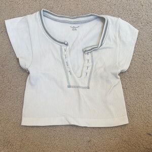 Urban Outfitters White Buttoned Polo Crop Top